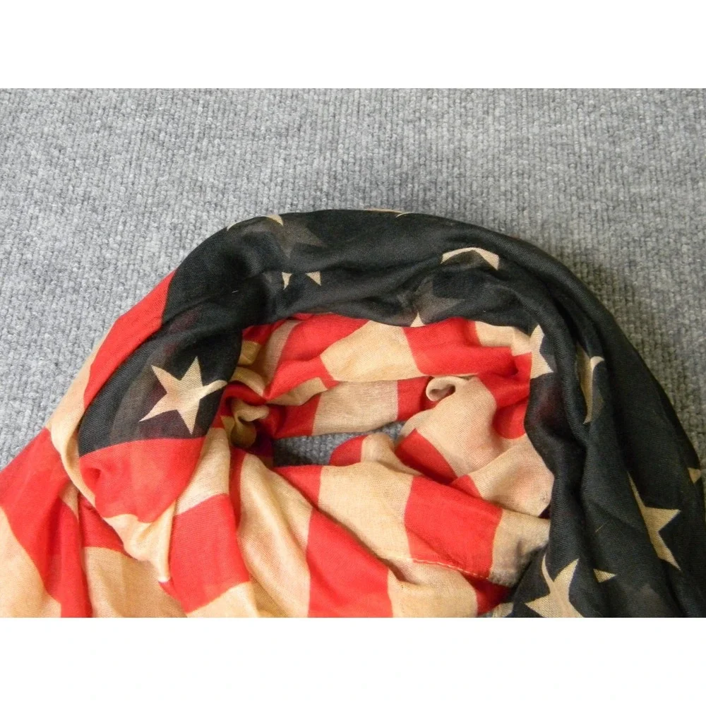 American Flag Infinity Scarf Red White Blue Stars Stripes 100% Viscose Patriotic